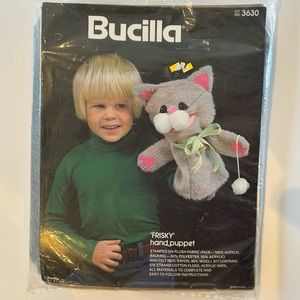 NEW Vintage Hand Puppet Cat Craft Kit 80s DIY